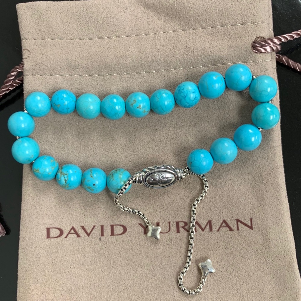 DY SILVER 8mm BEADS BRACELET TURQUOISE